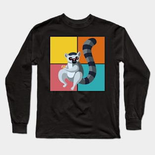 Animal Zoo Keeper Gift Pop Art Lemur Long Sleeve T-Shirt